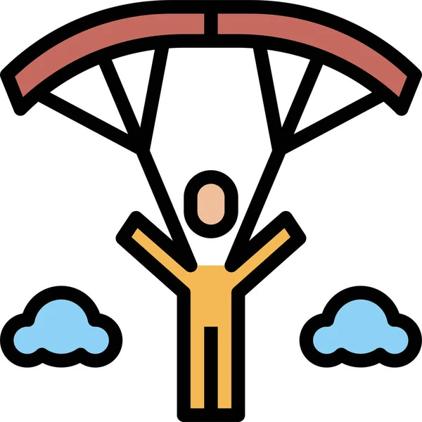 Clouds Gliding Parachute Icon Filled Outline Style — Vetor de Stock