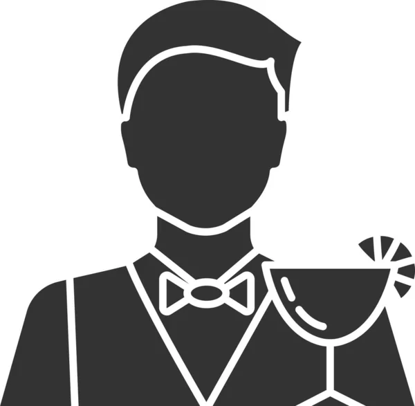 Barman Bartender Cocktail Ícone Estilo Sólido — Vetor de Stock