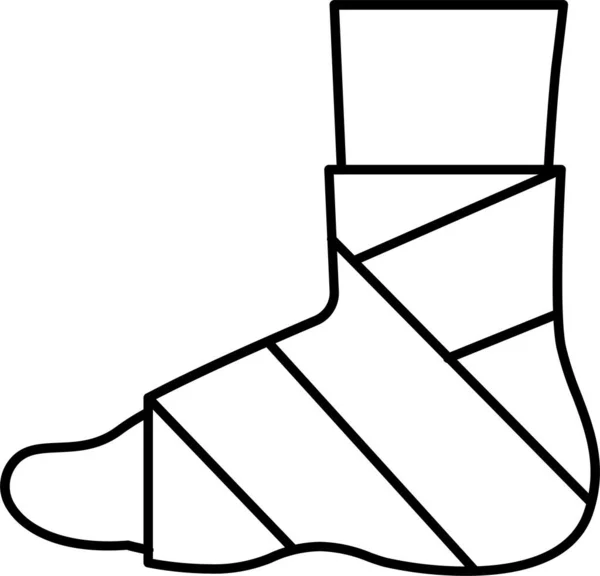 足の怪我の包帯のアイコンアウトラインスタイル — ストックベクタ