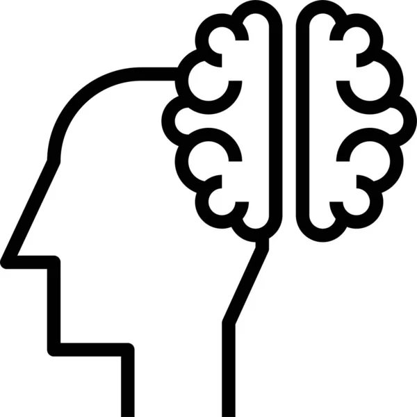 Arte Cuerpo Cerebro Icono Estilo Del Esquema — Vector de stock