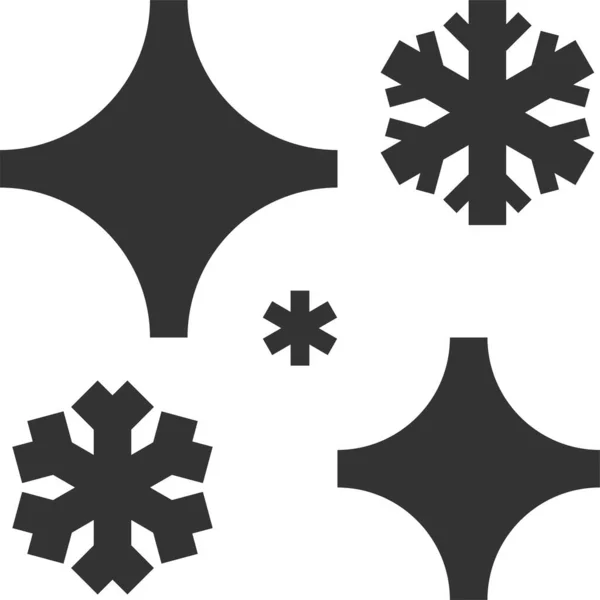 Ночной Снежный Звездный Икона Твердом Стиле — стоковый вектор