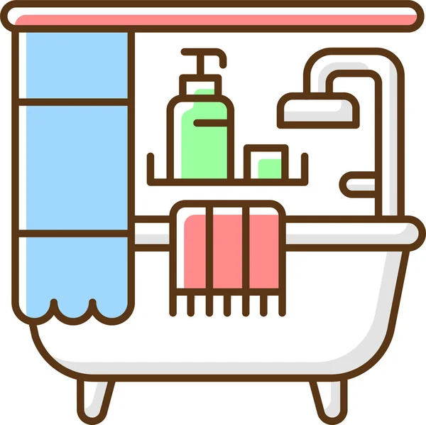 Bad Innen Dusche Waschraum Ikone Ausgefüllten Umriss Stil — Stockvektor