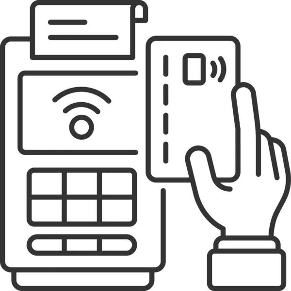 Icono Banca Terminal Pago Sin Efectivo Estilo Esquema — Archivo Imágenes Vectoriales