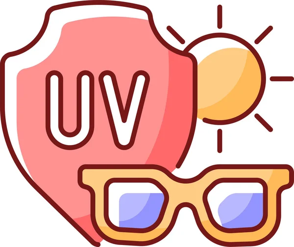 Heat Stroke Sunglasses Sunblock Icon Filled Outline Style — Stock Vector