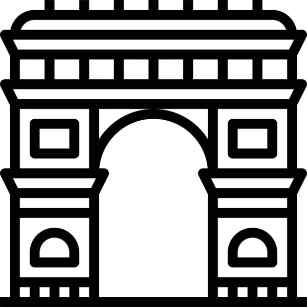 Edificios Arco Icono Ciudad Estilo Contorno — Vector de stock