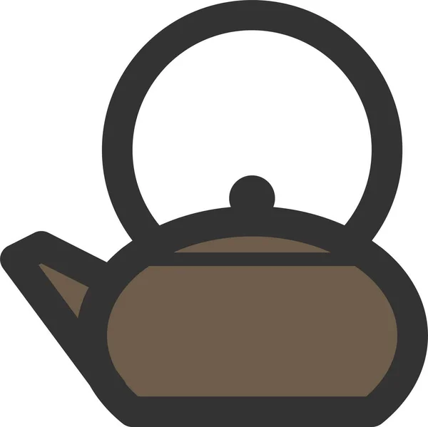 Wasserkocher Tee Teekanne Symbol Gefüllten Umriss Stil — Stockvektor