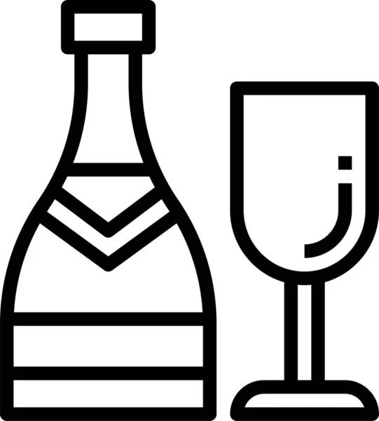 Ikona Alkoholické Láhve Kategorii Láska Romantika — Stockový vektor
