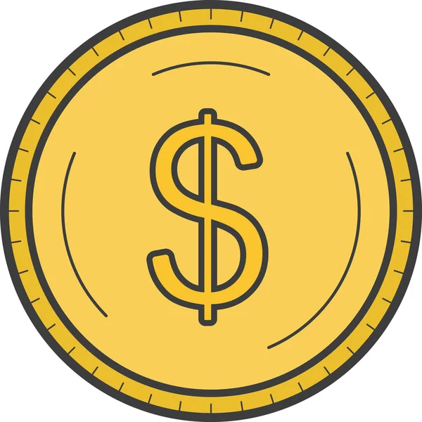 Cash Coin Currency Icon Filled Outline Style — Stock Vector