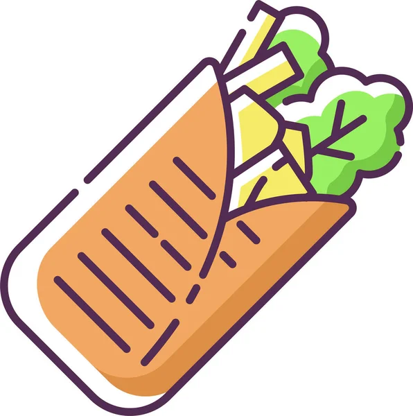 Shawarma Taco Snabbmatsikon — Stock vektor