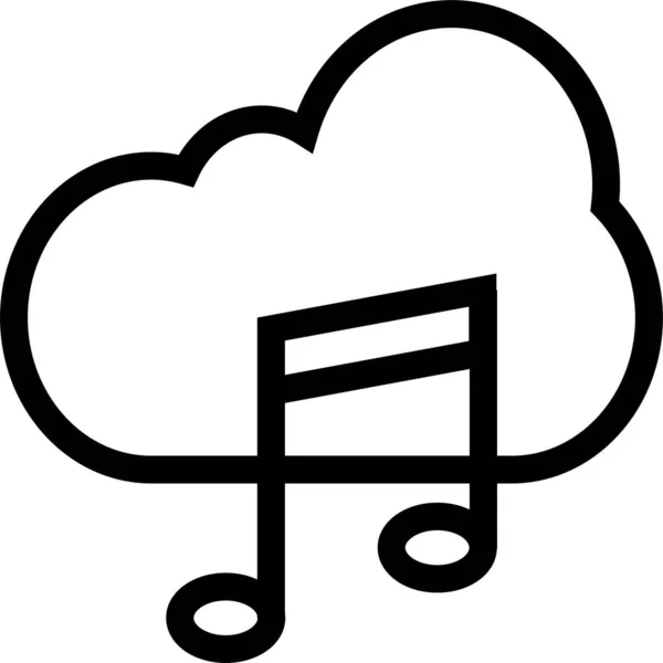 Audio Cloudmedia Cloudmusic Icône Dans Style Contour — Image vectorielle