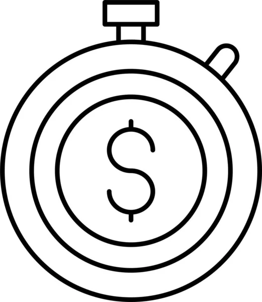Dollár Pénz Stopwatch Ikon Üzleti Menedzsment Kategóriában — Stock Vector
