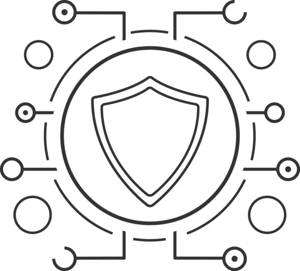 Antivirové Kybernetické Zabezpečení Obranné Ikony Stylu Osnovy — Stockový vektor