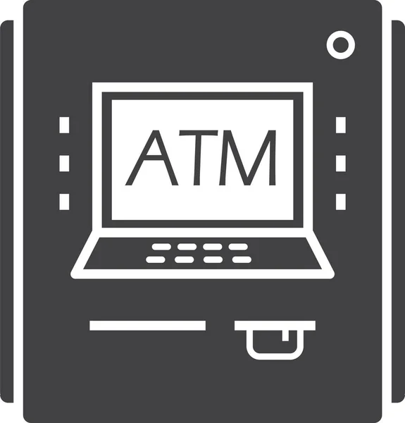 Atm Automatique Icône Banque Dans Style Solide — Image vectorielle