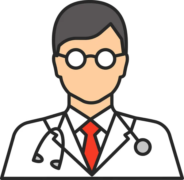 Doc Doctor Hombre Icono Estilo Contorno Lleno — Vector de stock