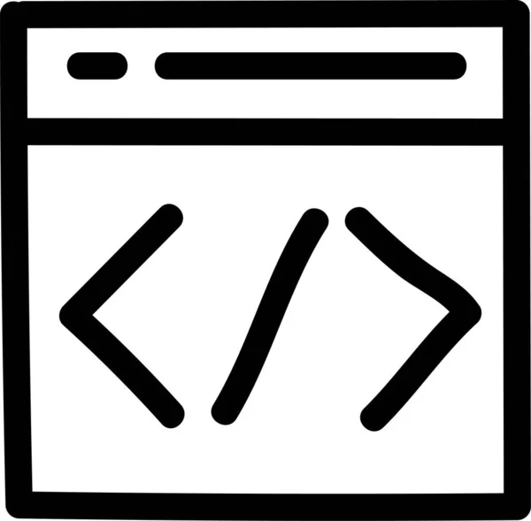 Ikona Kódování Kódu Prohlížeče Ručně Kresleným Stylem — Stockový vektor