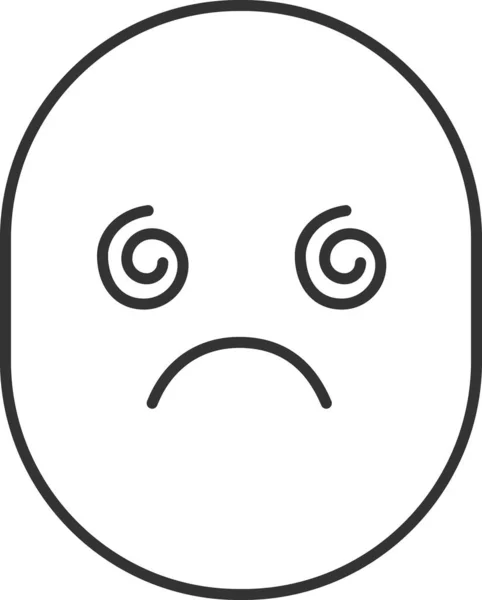 Icona Emoticon Emoji Vertiginosa Stile Contorno — Vettoriale Stock