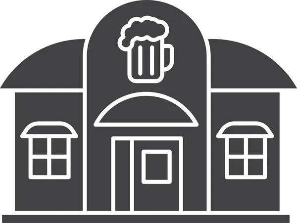 Alehouse Bar Icône Bière Dans Style Solide — Image vectorielle