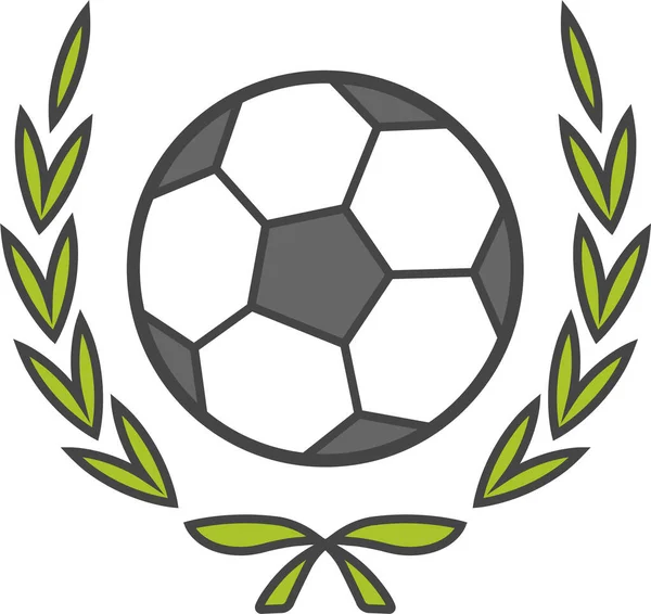 Ball Fußball Lorbeer Ikone Ausgefülltem Outline Stil — Stockvektor