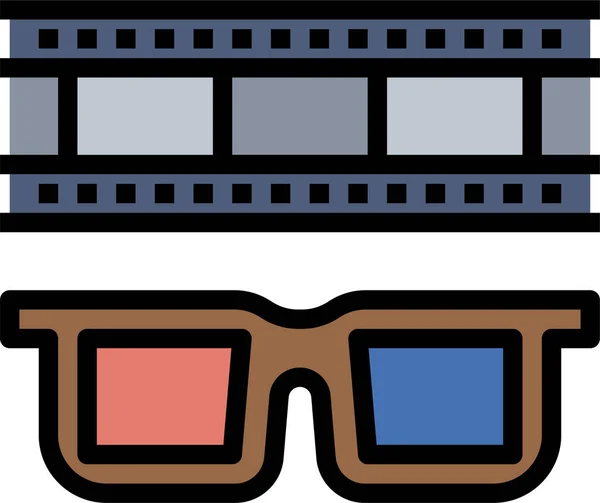 Icône Lunettes Film Dans Style Contour Rempli — Image vectorielle