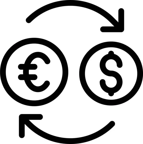 现金货币兑换图标的轮廓风格 — 图库矢量图片