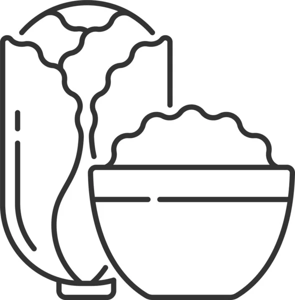 Repollo Icono Comida Coreana Estilo Esquema — Vector de stock