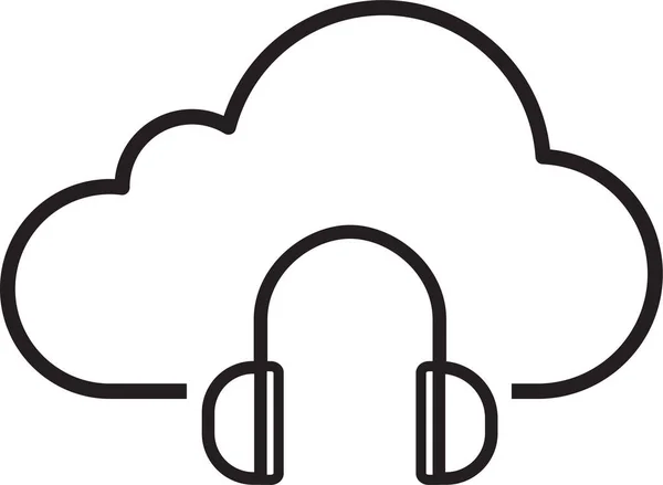 Cloud Computing Icono Auriculares Almacenamiento Nube Estilo Esquema — Vector de stock