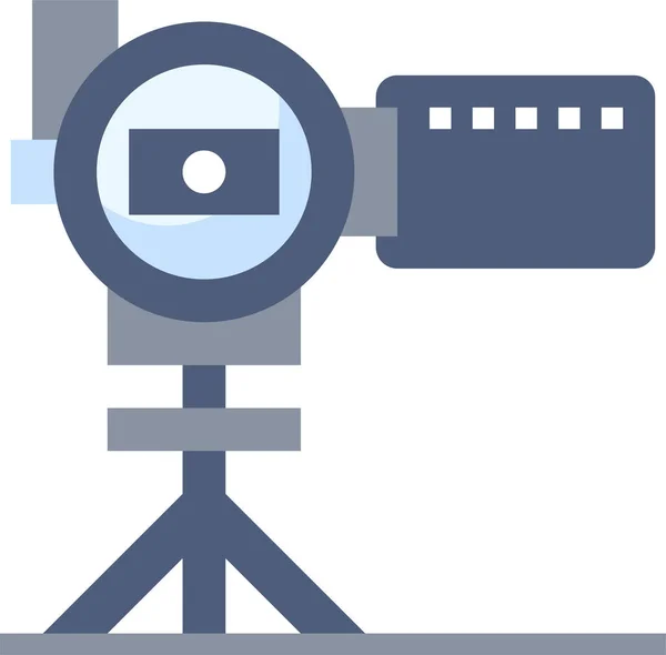 Camcorder Camera Foto Pictogram Platte Stijl — Stockvector