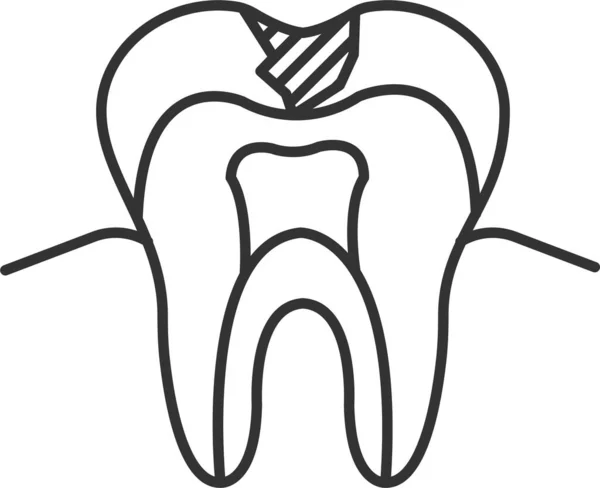 Anatomia Cárie Ícone Dental Estilo Esboço —  Vetores de Stock