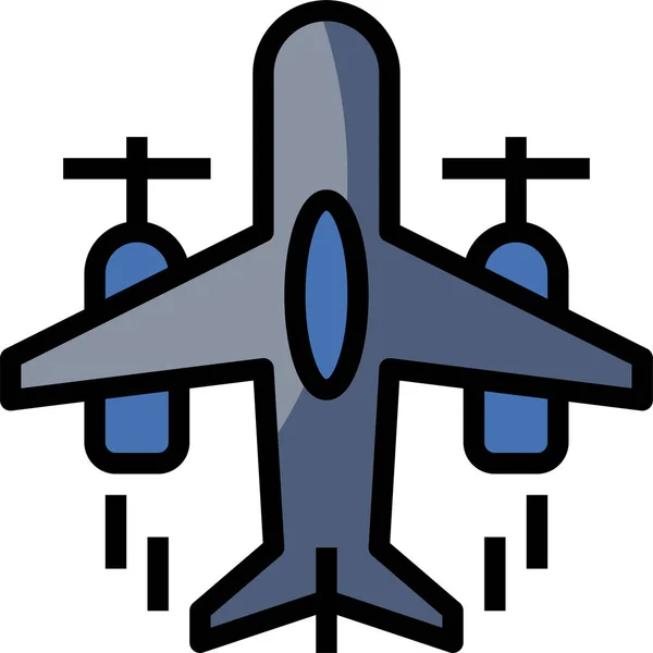 Flugzeug Abflug Ikone Ausgefüllten Outline Stil — Stockvektor