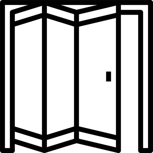 Folding Doors Furniture Icon Outline Style — 图库矢量图片