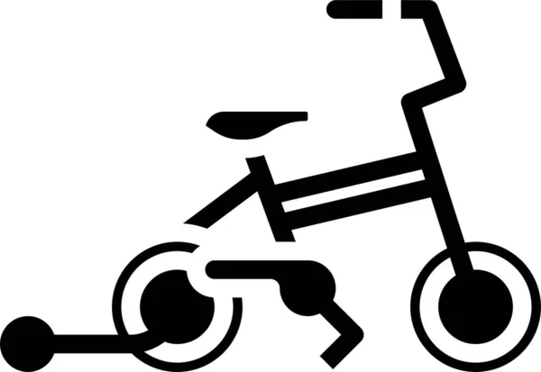 Ikon Perjalanan Anak Bersepeda Dalam Gaya Padat - Stok Vektor