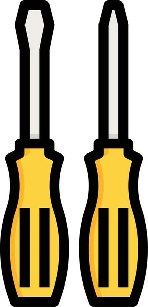 Screw Driver Wrench Icon Filled Outline Style — Stock Vector