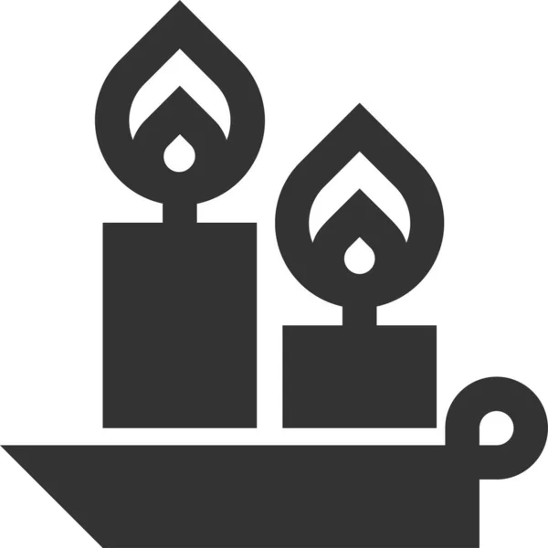 Свічка Прикраса Світла Значок Суцільному Стилі — стоковий вектор