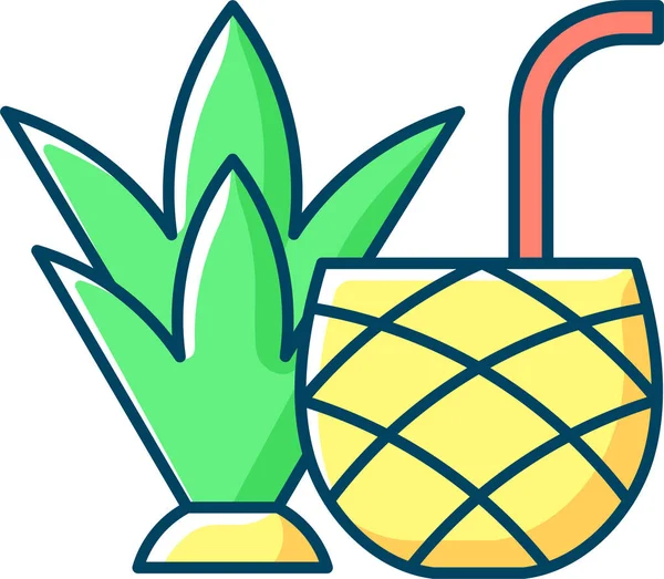Tropische Cocktail Ananas Pictogram — Stockvector