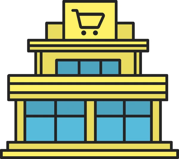 Building Mall Minimarket Icon Filled Outline Style — 图库矢量图片