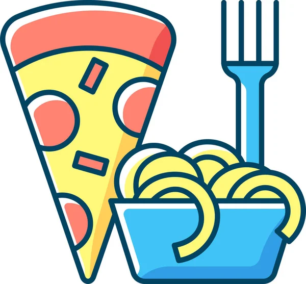 Pasta Pizza Fast Food Pictogram — Stockvector