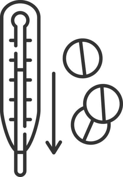 Piller Termometer Läkemedel Ikon — Stock vektor