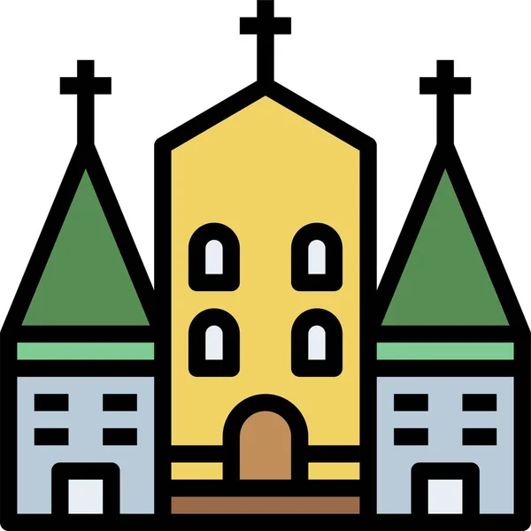Bâtiment Bâtiments Icône Catholique Dans Catégorie Tourisme Hôtels Hospitalité — Image vectorielle