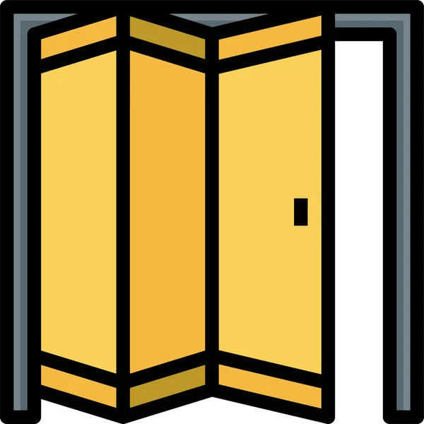 Folding Doors Furniture Icon Filled Outline Style — 图库矢量图片