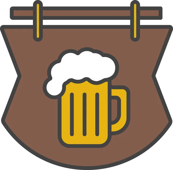 Barra Alehouse Icono Cerveza Estilo Contorno Lleno — Vector de stock