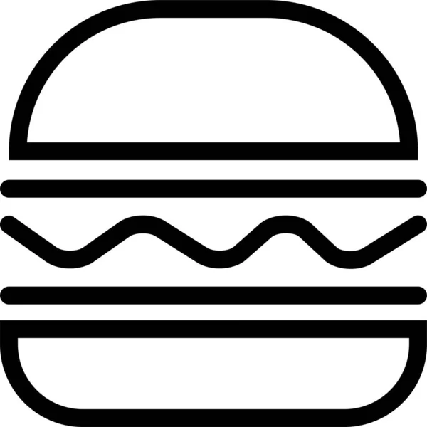 Χάμπουργκερ Cheeseburger Εικονίδιο Τροφίμων Στυλ Περίγραμμα — Διανυσματικό Αρχείο