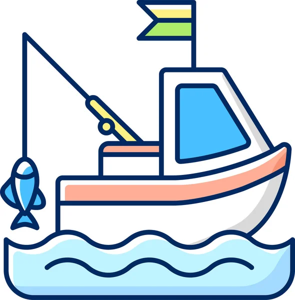 Boat Fishing Nautical Icon — Stock Vector