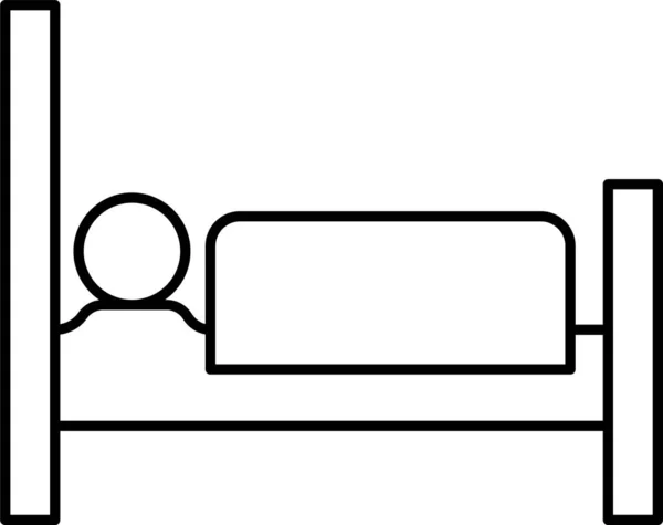 Ліжко Готель Смертна Ікона Контурному Стилі — стоковий вектор