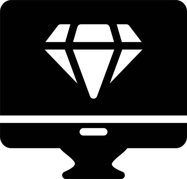 Diamant Display Financiën Icoon Massieve Stijl — Stockvector