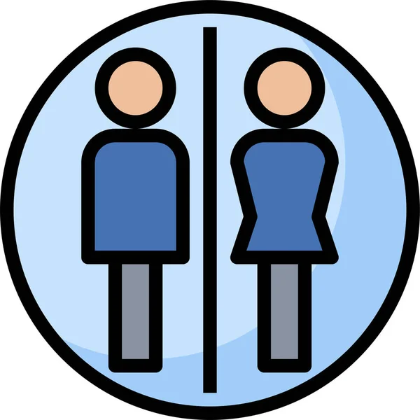 Salle Bain Homme Toilettes Icône Dans Style Contour Rempli — Image vectorielle
