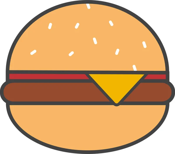 Hamburger Cheeseburger Fast Food Icône Hamburger Dans Style Contour Rempli — Image vectorielle