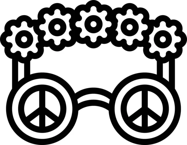 Glasses Funny Hippies Icon Outline Style — 图库矢量图片