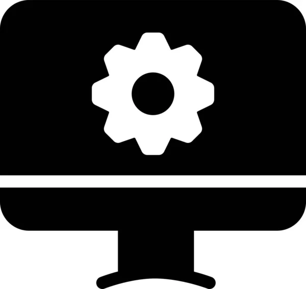 Icono Del Monitor Pantalla Configuración Estilo Sólido — Vector de stock