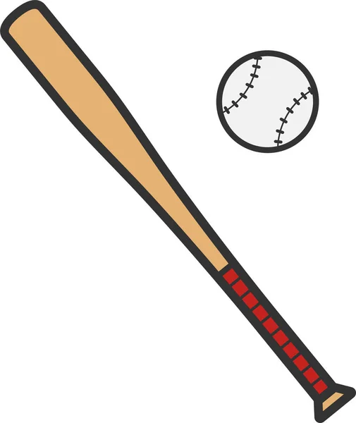Labda Baseball Ütő Ikon Töltött Körvonalas Stílusban — Stock Vector