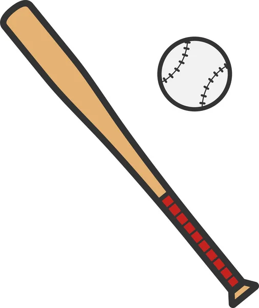 Bola Béisbol Bat Icono Estilo Contorno Lleno — Archivo Imágenes Vectoriales